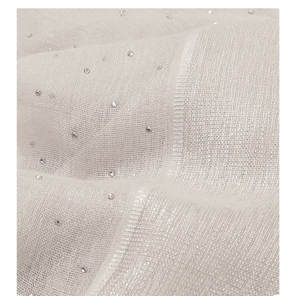 LORO PIANA beige Embroidered Cashmere & Silk Scarf - Picture 3 of 11